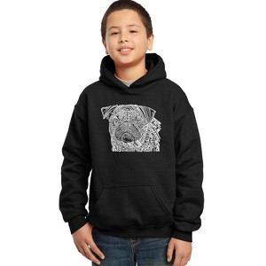 LA Pop Art Boy's Word Art Hooded Sweatshirt - Pug Face - 1 of 4