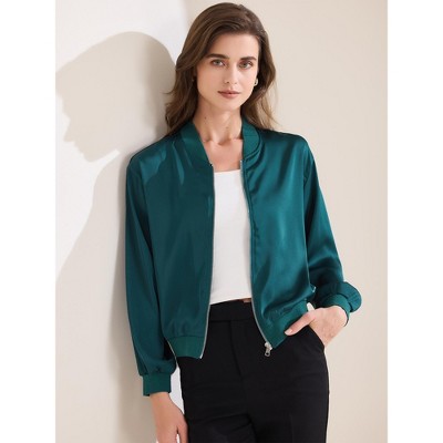 Женские куртки INSPIRE CHIC Women's Zip Up Long Sleeve Outerwear Casual Lightweight Jacket Blue Green X-Small — фото 3