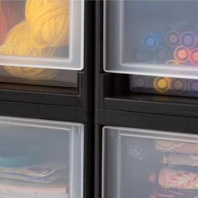 Compact Black Plastic Mini Stacking Drawers 8-Pack