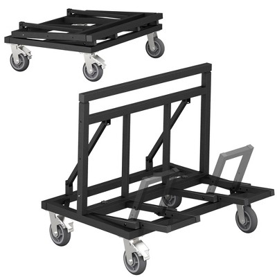 Heavy Duty Plywood Carts with Slip-Proof Rubber Extendable Deck and 4 Swivel Wheels for Handling Wall Panels, Sheetrock, Lumber, Glass