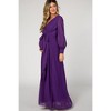 Pinkblush Purple Chiffon Long Sleeve Pleated Maternity Maxi Dress - 2 of 4