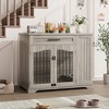 Dog Crate Furniture, 43.7 Inch Wooden Dog Kennel Indoor with 1 Storage Drawers&Feeding Bowls,Heavy Duty Large Crate Furniture, End Table Cage - 3 of 4