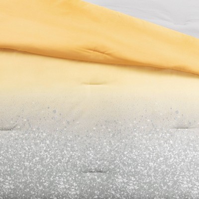 Yellow and Gray Ombre Glitter Full Comforter Set