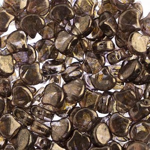 John Bead Matubo 50g Czech Glass 7.5mm Transparent Gold Smokey Topaz Luster Ginko Leaf Beads - 1 of 2