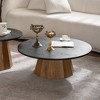 CAVINAS Round Coffee Table,Living Room Tables with Tree Bark Pattern,Pedestal Base,Black MDF Desktop,Wooden Tea Table for Living Room, - 2 of 4