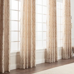 Chanasya 2pk Damask Pattern Jacquard Room Darkening Window Curtain Panels - Set of 2 - 1 of 4
