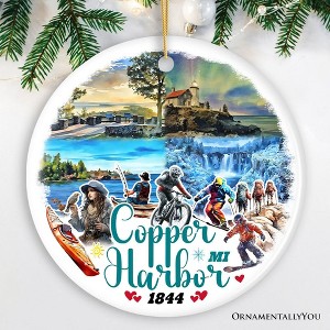 Scenic Copper Harbor Mountain Town Ornament, Michigan Lakeside Christmas Gift and Souvenir | OrnamentallyYou - 1 of 4