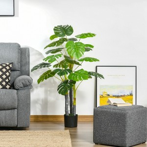 KTMB Artificial Monstera Deliciosa Plant 4ft Tall Decorative Split Leaves Fake Tropical Palm Tree for Home Office Room Store Garden Floor Decor - 1 of 4