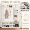 Farmhouse Wood Hall Tree with  Open Shoe Rack, 3-in-1 Coat Rack with 4 Hooks for Entrance, Hallway, Mudroom - 4 of 4