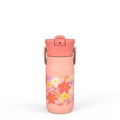 Zak Designs 14oz Recycled Stainless Steel Vacuum Insulated Kids' Water Bottle 'Flower Power'