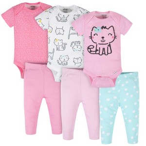 Onesies® Brand Baby Girls' Bodysuits & Pants 6-Piece Set - 1 of 4