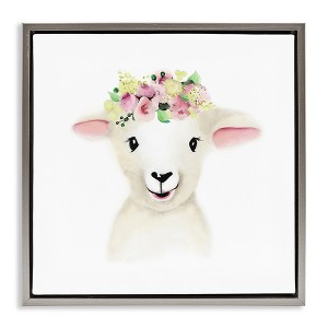Stupell Industries Baby Lamb Sheep Flower Crown, 18" x 18" - 1 of 4