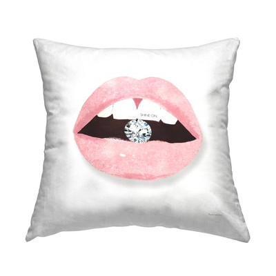 Stupell Industries Shine On Motivational Phrase Pink Lips Diamond Bite