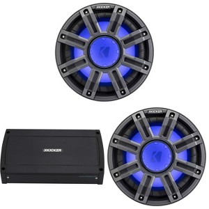 Kicker (2) 51MWF104 - MWF 10-Inch Premium Marine Subwoofer (free-air) 4-ohm & 48KXMA9005 Marine Amp Bundle - 1 of 4