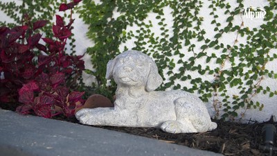 Gray Magnesium Oxide Puppy Laying Down Garden Statue, 19"