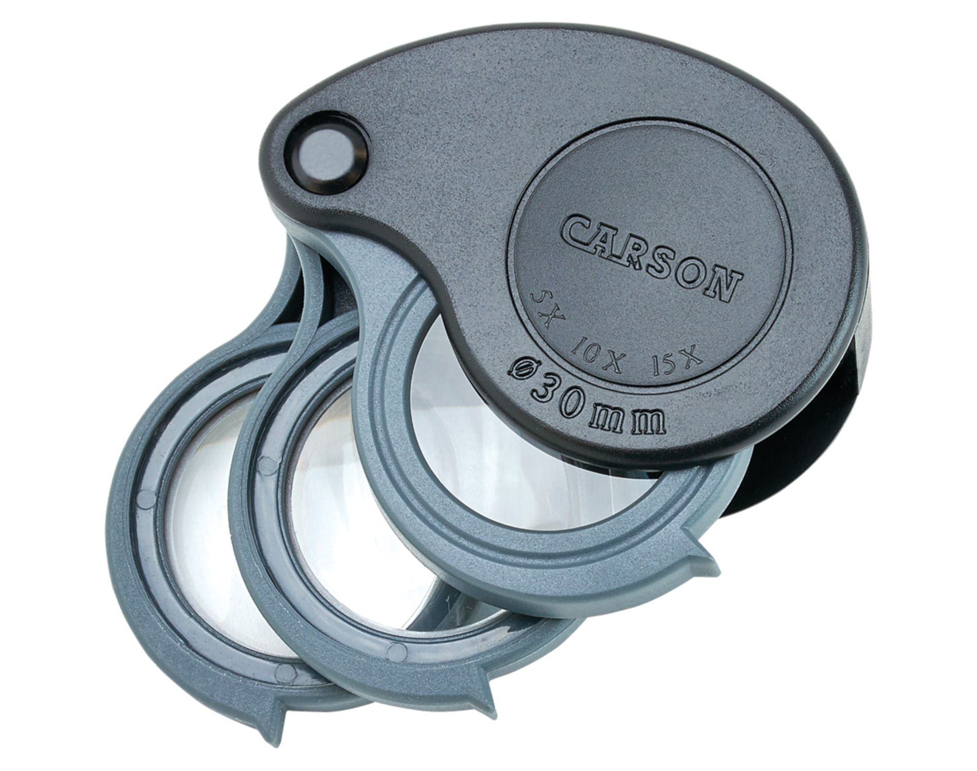 CARSON® TriView™ 5x–15x Folding Magnifier in Black