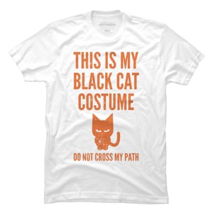Men's Design By Humans Halloween Introvert Black Cat Costume By Commykaze T-Shirt - 1 of 4