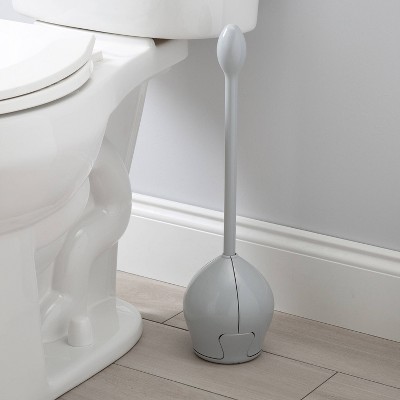 Gray Self-Closing Tulip Toilet Brush with Holder