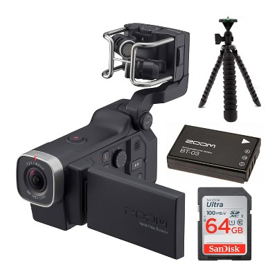 Zoom ZQ8 Video Recorder with Lithium-Ion Battery, 64GB SD Card and Tripod