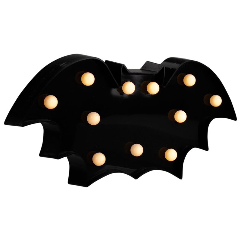 Northlight 12" LED Lighted Black Bat Halloween Marquee Sign, 3 of 6