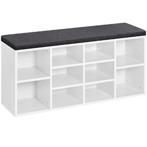 Yaheetech Shoe Storage Bench Shoes Organizer with 10 cubbies and Cushion Seat, White - 1 of 4