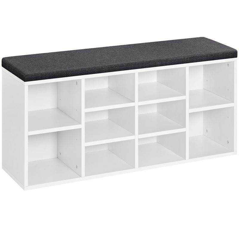 Yaheetech Shoe Storage Bench Shoes Organizer with 10 cubbies and Cushion Seat, White, 1 of 9