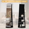 Fredees 360° Swivel Free-Standing Jewelry Armoire Cabinet with Mirror,Black - 2 of 4