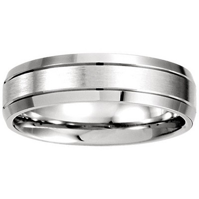 Pompeii3 Mens 14k White Gold Brushed Wedding Band 6MM Wide