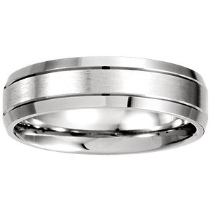 Pompeii3 Mens 14k White Gold Brushed Wedding Band 6MM Wide - 1 of 2