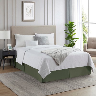 Olive Green Twin Microfiber Bed Skirt with 14" Drop
