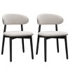 Set of 2 Wooden Dining Room Chairs, Black Armless Upholstered Dining Chairs with Linen Fabric, Comfortable Kitchen Chairs - Koiai - 3 of 4