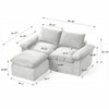 AENKYO Corduroy Modular L-Shaped Sectional Sofa with Ottoman - Convertible Cloud Couch for Living Room, Apartment & Small Spaces - 2 of 4