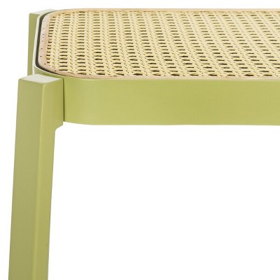 Palmyra Green and Natural Wood Metal Counter Stool