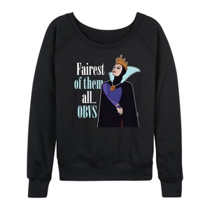 Women's - Disney Princess - Fairest of Them all Obvs Lightweight French Terry Wide Neck Long Sleeve Shirt - 1 of 4