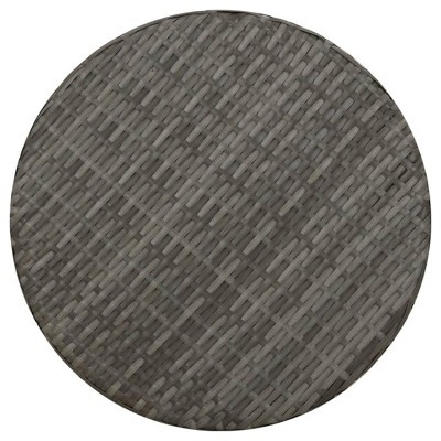 Gray Poly Rattan Round Outdoor Tea Table with Steel Frame