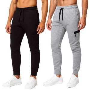 Blu Rock Men's Slim Fit Tech Fleece Jogger Pants With Zipper Pocket -2 Pack - 1 of 3