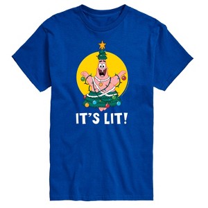Men's - SpongeBob SquarePants - Patrick Christmas Tree It's Lit Short Sleeve Graphic T-Shirt - 1 of 4