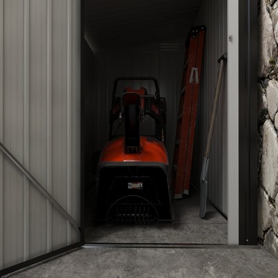 4' x 8' Dark Gray Steel Garden Storage Shed with Shelving
