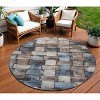 Taupe And Denim Blue Striped Washable Indoor Outdoor Area Rug - 2 of 4