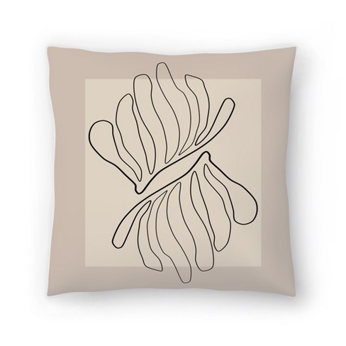 Americanflat 18x18 Throw Pillow Minimalist Flower Line Neutral 4 by The Print Republic