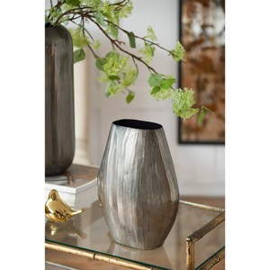 Gulches 9.5*5.5*12" Aluminum Layered Chisel Oval Vase - 1 of 4