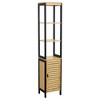 Evideco French Home Goods Cebu Elegant 13.4"W x 11.13"D x 68"H Bamboo Linen Storage Tower - Contemporary Black Bathroom Tall Organizer - 2 of 4