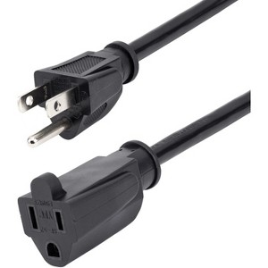 StarTech.com 20ft (6m) Power Extension Cord, NEMA5-15R to NEMA5-15P Black Extension Cord, 13A 125V, 16AWG, Computer Power Extension Cable - 1 of 2