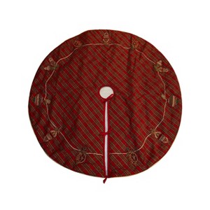 Season's Designs Christmas Tree 52In Red Plaid Tree Skirt W/ Bead Ornamentame - 1 of 1