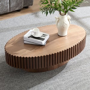 NicBex Modern Drum/Oval Coffee Table, 43.7 Inch Oval, MDF Top, Sturdy Pedestal Base, for Living Room - 1 of 4