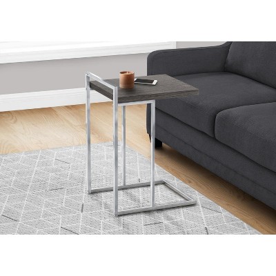 Contemporary Chrome and Gray Metal Rectangular Side Table
