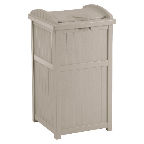 Suncast 33 Gallon Resin Outdoor Hideaway Patio Trash Can, Cyberspace Grey