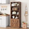 Acekool Farmhouse Bookcase with Doors, 6-Shelf 71" Tall Rustic Brown Display and Storage Cabinet for Home Office, Living Room - 4 of 4