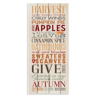 Stupell Industries Fall Halloween Holiday Pumpkin Word Wood Texture Design Wall Plaque Art
