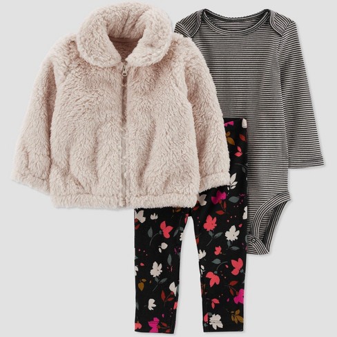 Carter's Just One You® Baby Girls' Quilted Floral Top & Bottom Set - Brown  : Target